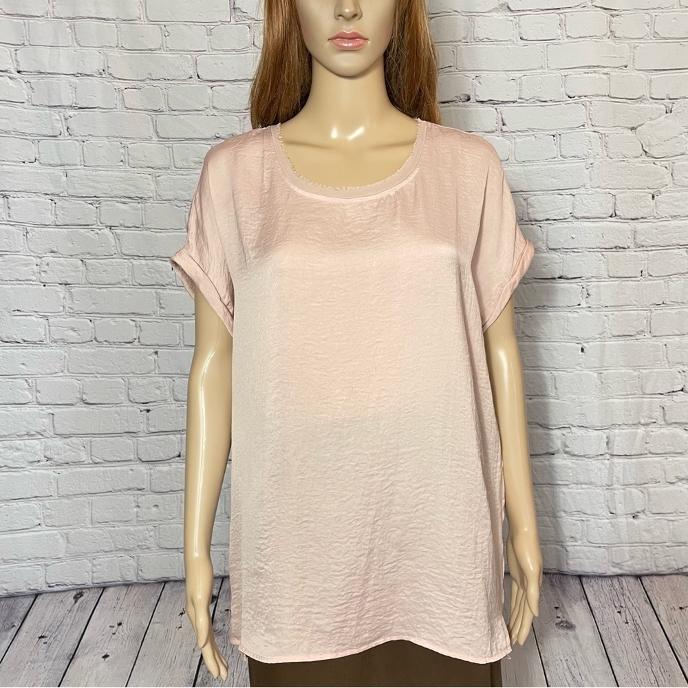 New Violet & Claire Short Sleeve Pale Pink Blouse Size L